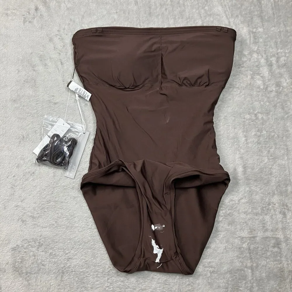 J.Crew Classic Sculpt Gemma One Piece Swimsuit 2 Brown Convertible Strapless
